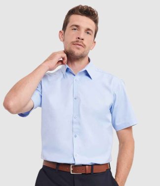 Russell Collection Short Sleeve Herringbone Shirt