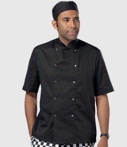DE002 Dennys Short Sleeve Press Stud Chef's Jacket