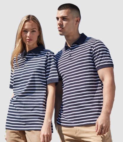 Front Row Striped Jersey Polo Shirt