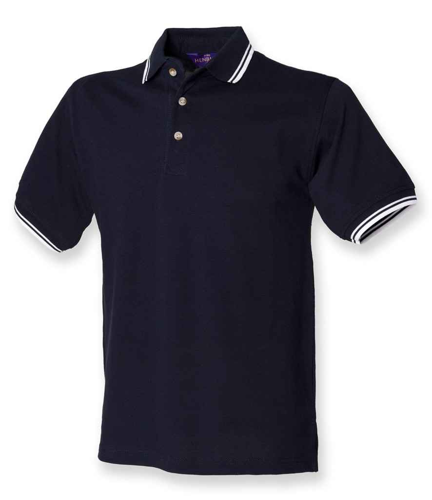 Henbury Contrast Double Tipped Cotton Piqué Polo Shirt - Workwear Giant