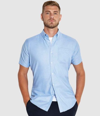 Kustom Kit Short Sleeve Slim Fit Oxford Shirt