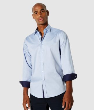 K190 Kustom Kit Premium Long Sleeve Contrast Tailored Oxford Shirt