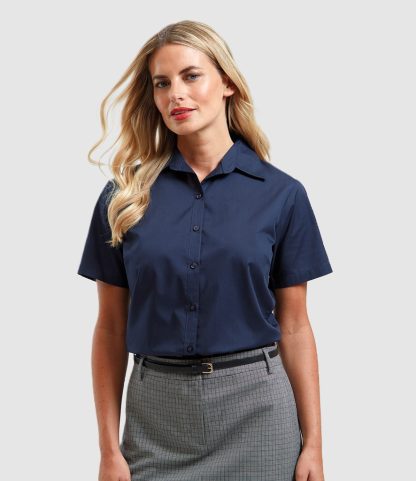 Premier Ladies Short Sleeve Poplin Blouse