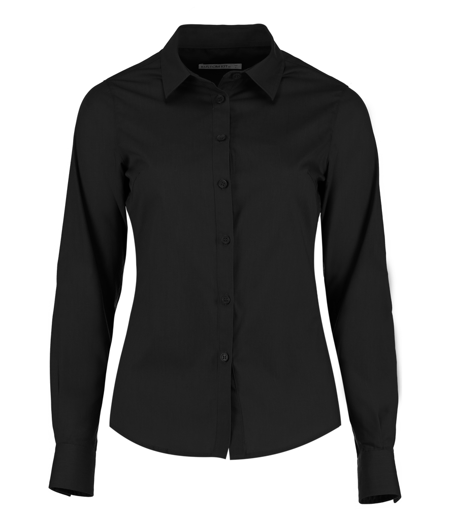 Kustom Kit Ladies Long Sleeve Tailored Poplin Shirt - Workwear Giant