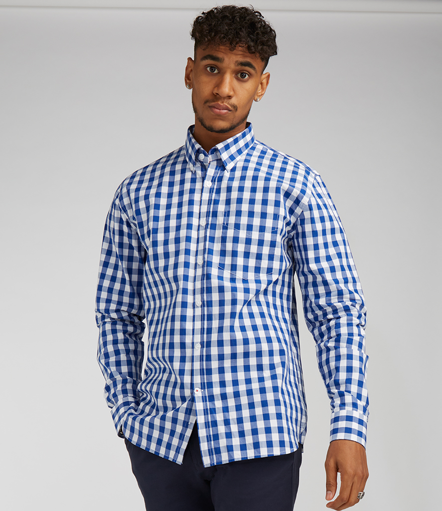 Front Row Long Sleeve Checked Cotton Shirt - Workwear Giant