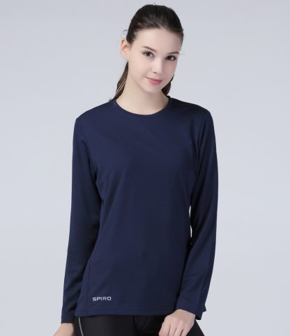 Spiro Ladies Performance Long Sleeve T-Shirt with self-fabric bound collar, taped neck, and quick-dry fabric.