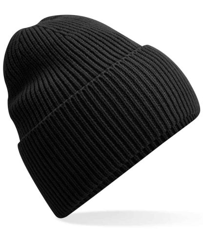 BB384R BLK ONE - Beechfield Recycled Oversized Cuffed Beanie - Black