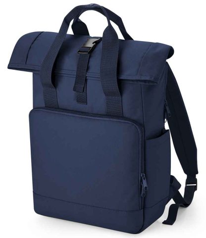 BG118L NVD ONE - BagBase Recycled Twin Handle Roll-Top Laptop Backpack - Navy Dusk