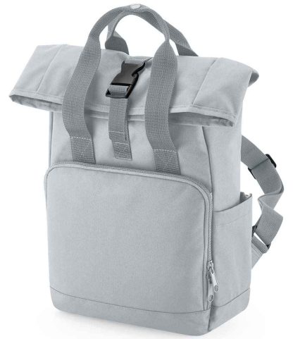 BG118S LGR ONE - BagBase Recycled Mini Twin Handle Roll-Top Backpack - Light Grey