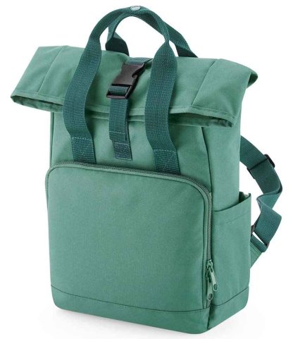 BG118S SAG ONE - BagBase Recycled Mini Twin Handle Roll-Top Backpack - Sage Green