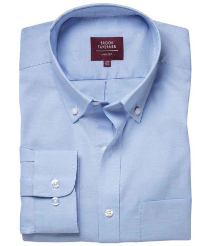BK588 SKY 15 - Brook Taverner Whistler Long Sleeve Oxford Shirt - Sky Blue