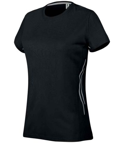 PA466 BK/SI S - Proact Ladies Contrast Sports T-Shirt - Black/Silver