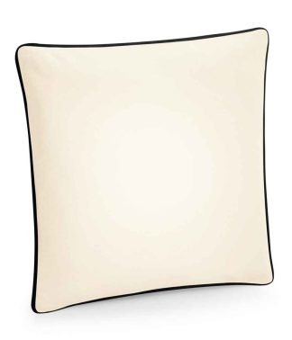 W355 NT/BK ONE - Westford Mill Fairtrade Piped Cushion Cover - Natural/Black